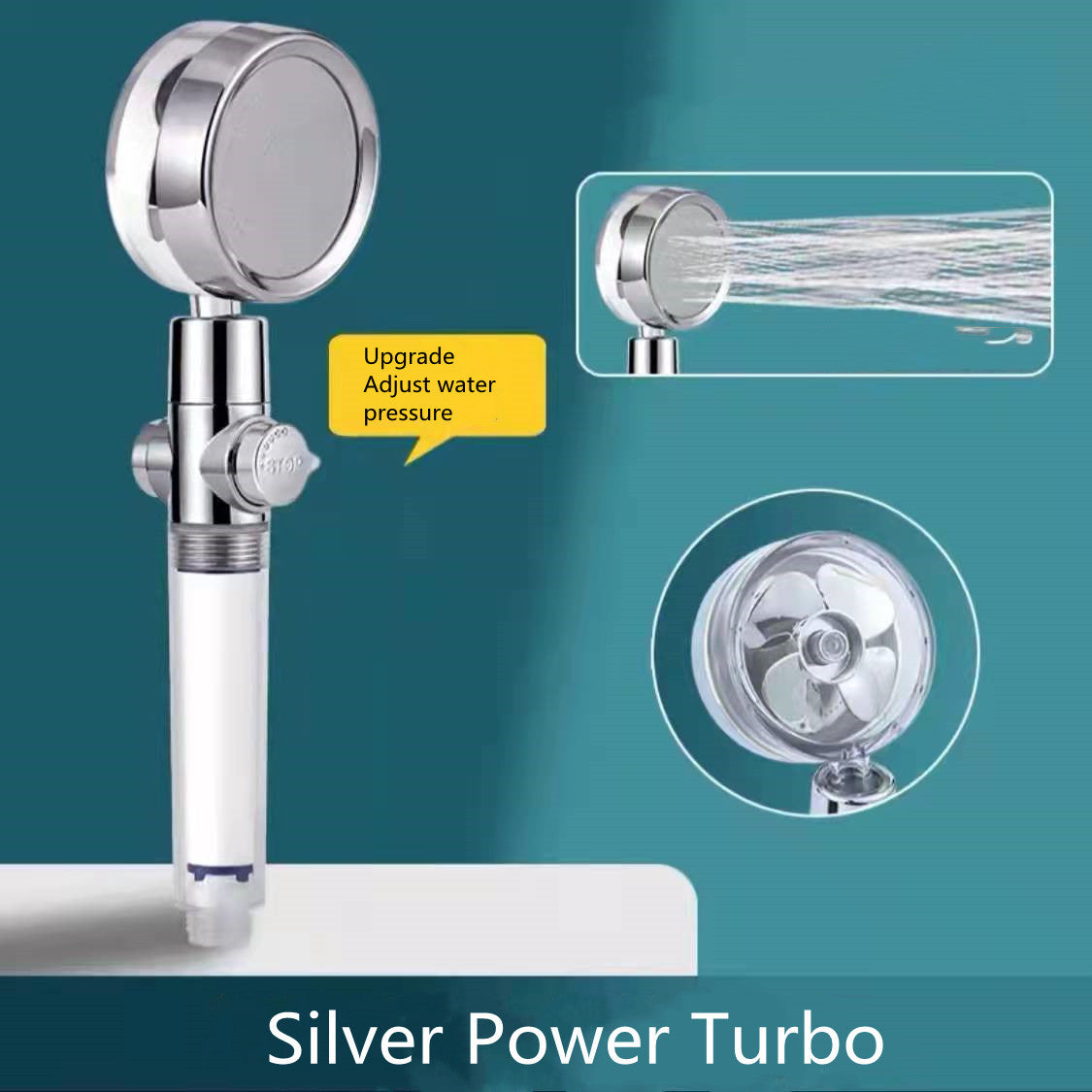 360° Rotating High Pressure Shower Head with Fan – Water Saving Spa Spray Nozzle