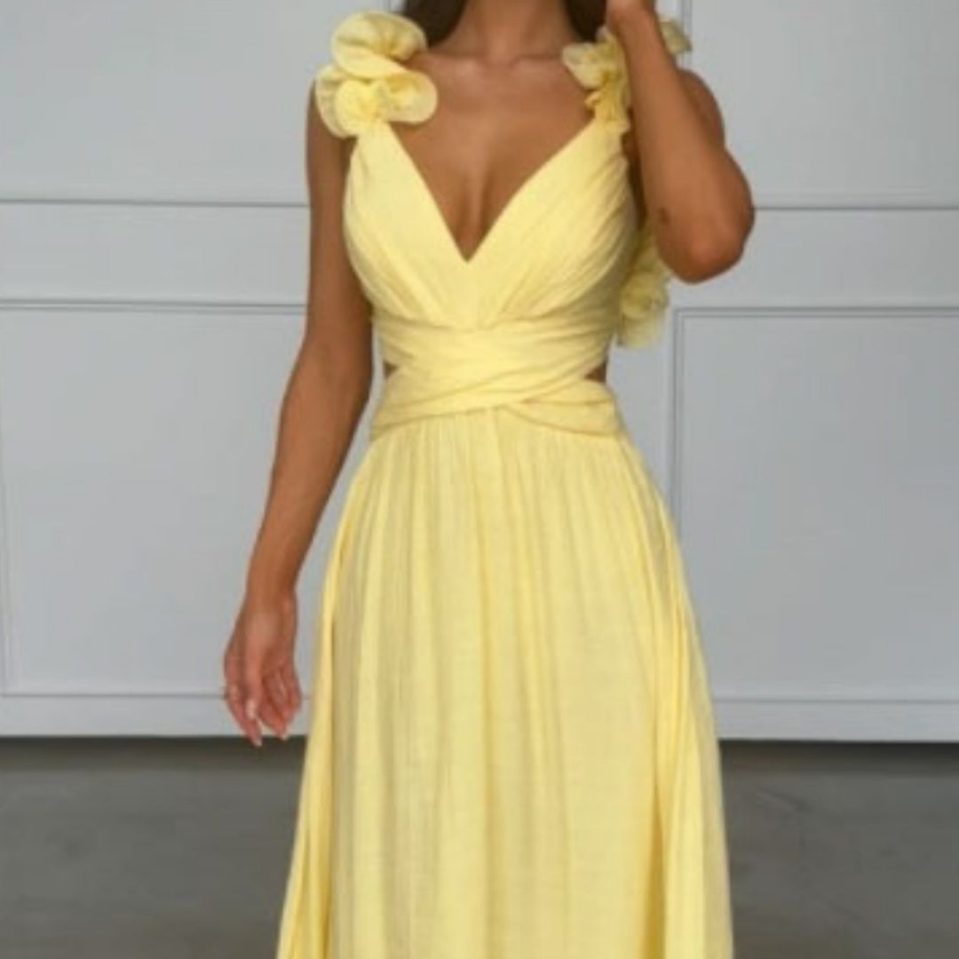 Women’s Solid Color Sleeveless Maxi Dress – Elegant Camisole Style