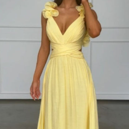 Women’s Solid Color Sleeveless Maxi Dress – Elegant Camisole Style