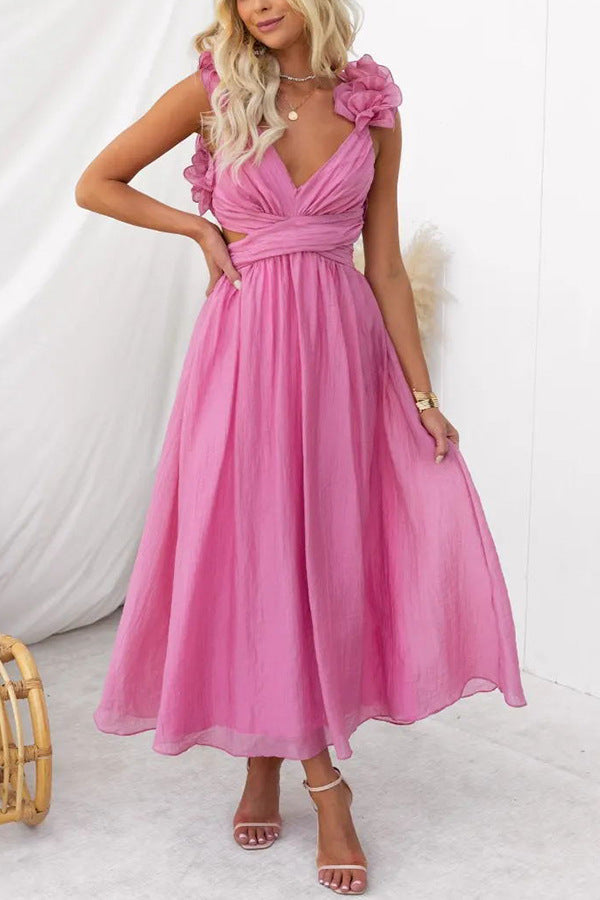 Women’s Solid Color Sleeveless Maxi Dress – Elegant Camisole Style